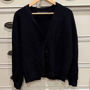 Jenni Kayne Cashmere Cropped Cocoon Cardigan Black Size Small